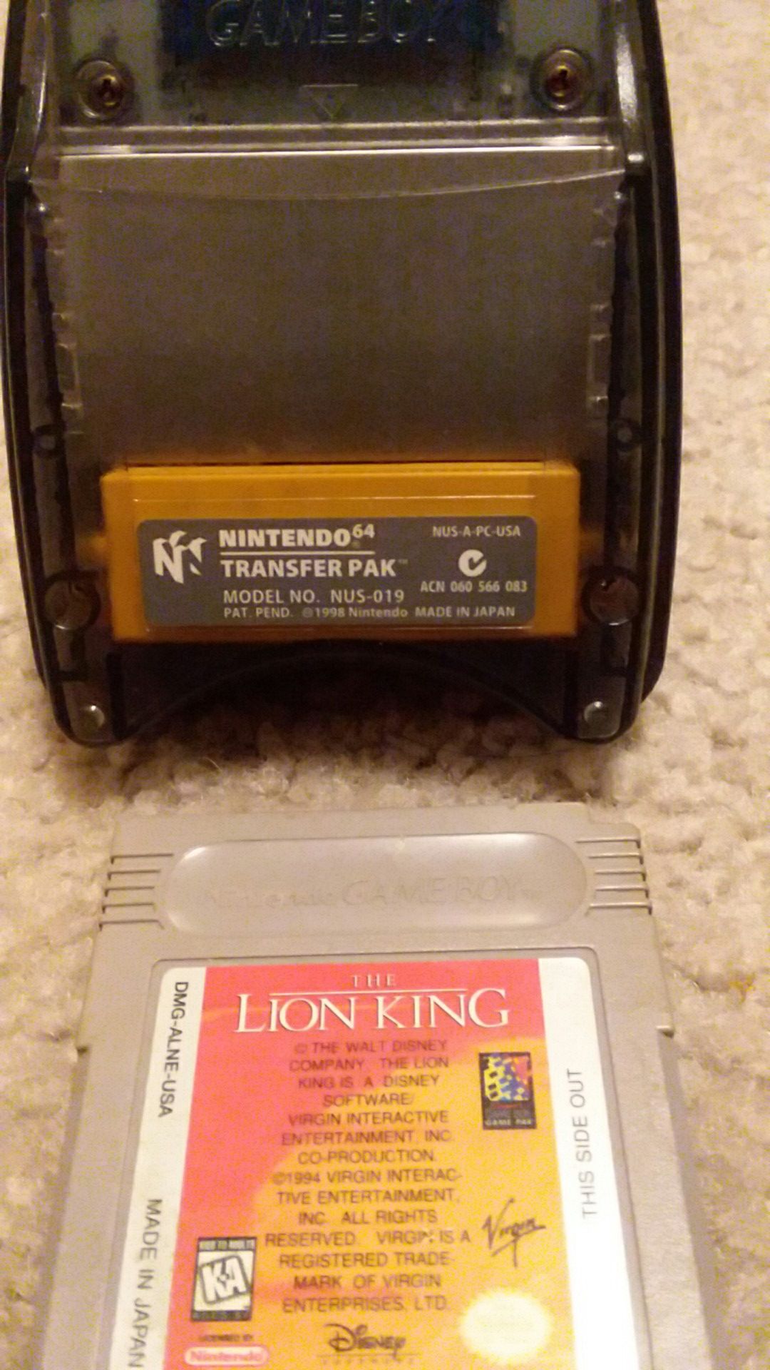 Nintendo 64 transfer pak! And the lion king gameboy game!