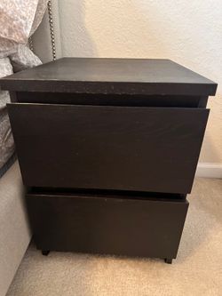 Pair of Black-Brown 2-Drawer Nightstands