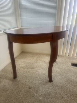 Brown Wood Console Table with Cabriole Legs