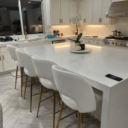 High Bar Stool- White Velvet