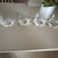 Vintage Shafford Porcelain Duck Napkin Rings 