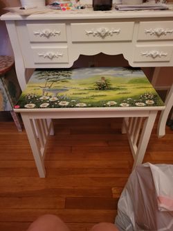 White Table With Picture.