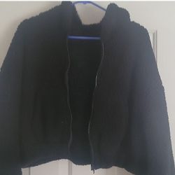 SHEIN fuzzy, hooded, zippered jacket (Large)  Size: L