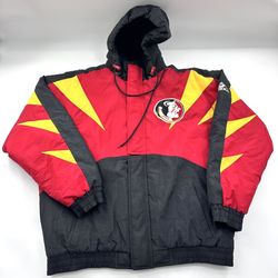 VINTAGE Florida State Seminoles Jacket Mens Large Red Apex One Sharktooth