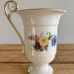 Rare Vintage AK Kaiser West Germany Porcelain Footed Mug - Hand-Painted Floral & Gold Trim - Collectible Pedestal Cup