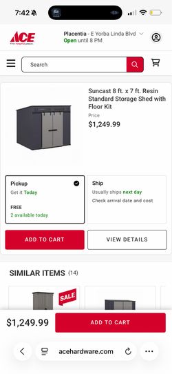 Suncast 8 ft. x 7 ft. Resin Standard Storage Shed with Floor Kit