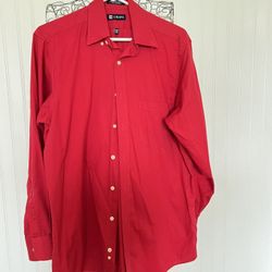 Chaps Men's Button Down Long Sleeve Shirt  Easy Care red Solid   15-15½ 32/33