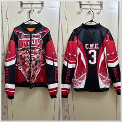 Chicago Bulls Michael Jordan All Over Print Full Zip Puffer Jacket Size 2XL