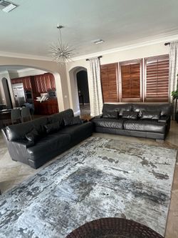 Black leather sofa