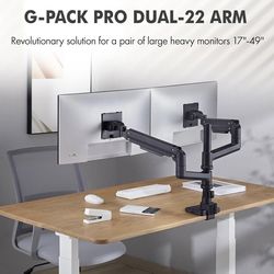 Dual Monitor Arm for 17-49 Inch Ultrawide Screens – Heavy Duty Monitor Arm Desk Mount – VESA Mount with Clamp and Grommet Base – Holds Up to 44 lbs. E
