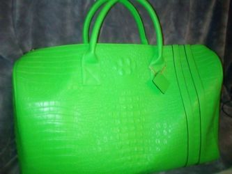 Tote&Carry lime green alligator print tote