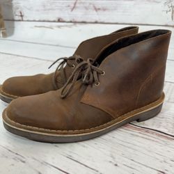 Clarks Bushacre Chukka Desert Boots Mens Size 10.5  Brown Wax Leather Shoes 