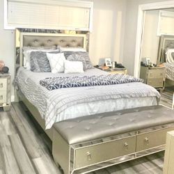 Mirror Queen Size Bench Bed  Frame Only 