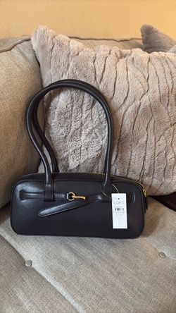 LOFT Black Leather Shoulder Bag