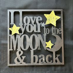 I Love You To The Moon & Back Metal Sign & Blanket