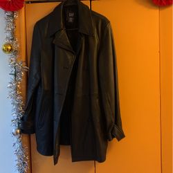 Gap Leather Coat Size Large