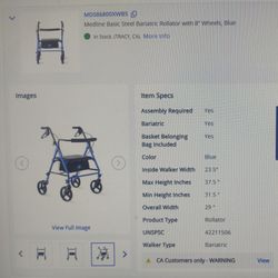 Blue Medline Basic Steel Bariatric Walker