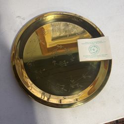 Princess House Heritage 12" round shiny brass serving tray