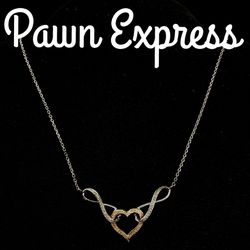 Sterling Silver Diamond Double Infinity Heart Necklace