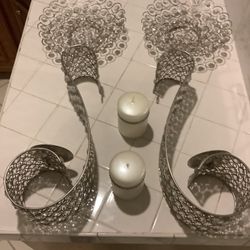 Decorative Candle Holder And Plate Set