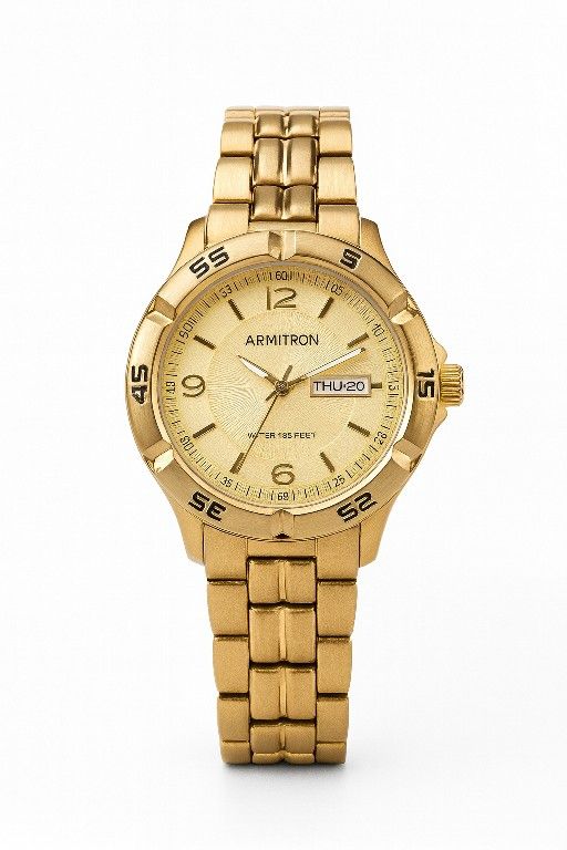 Armitron Men’s Gold-Tone Stainless Steel Watch with Day/Date Display
