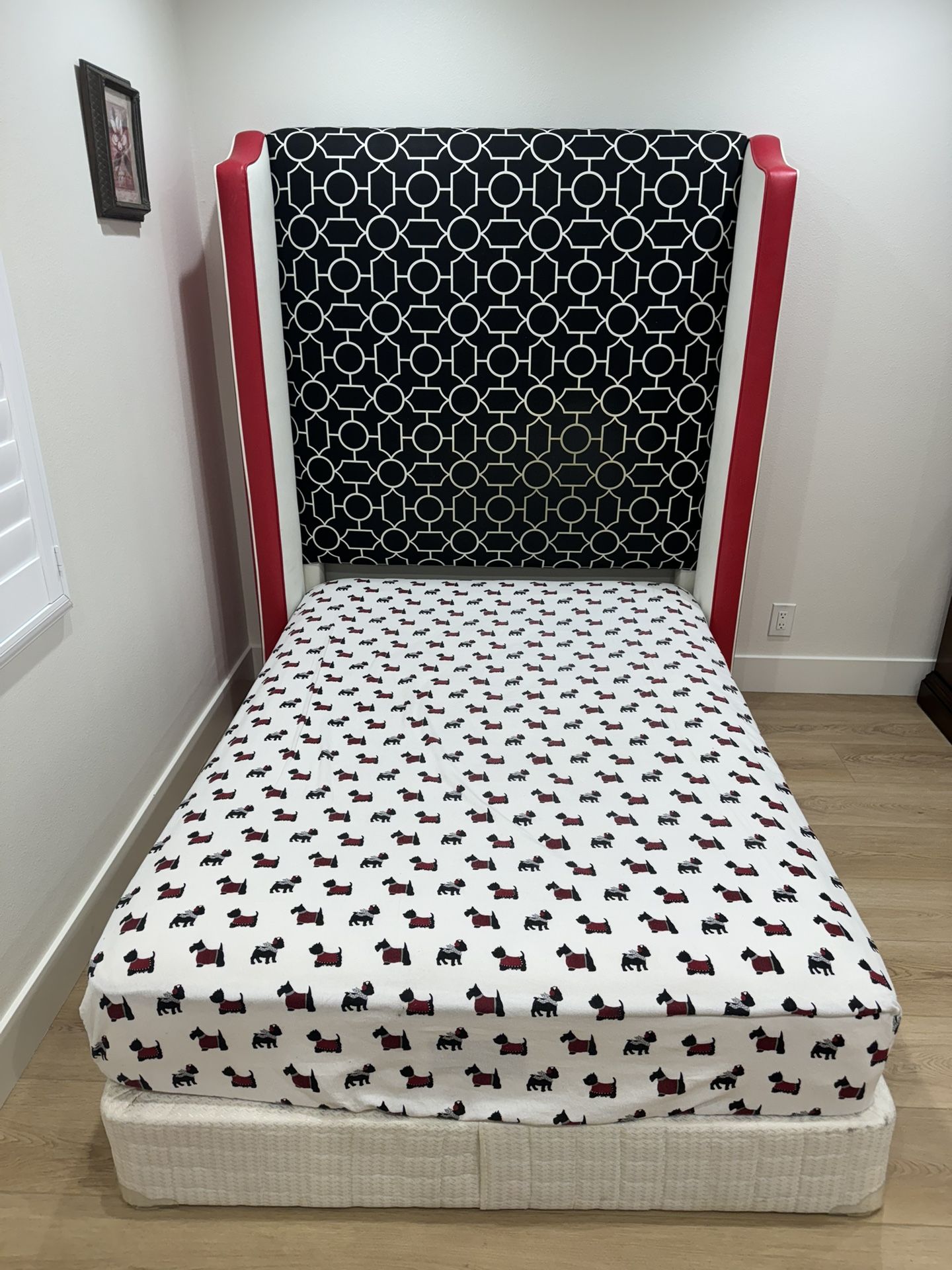 Headboard, Full Bed Mattress, and Box Spring