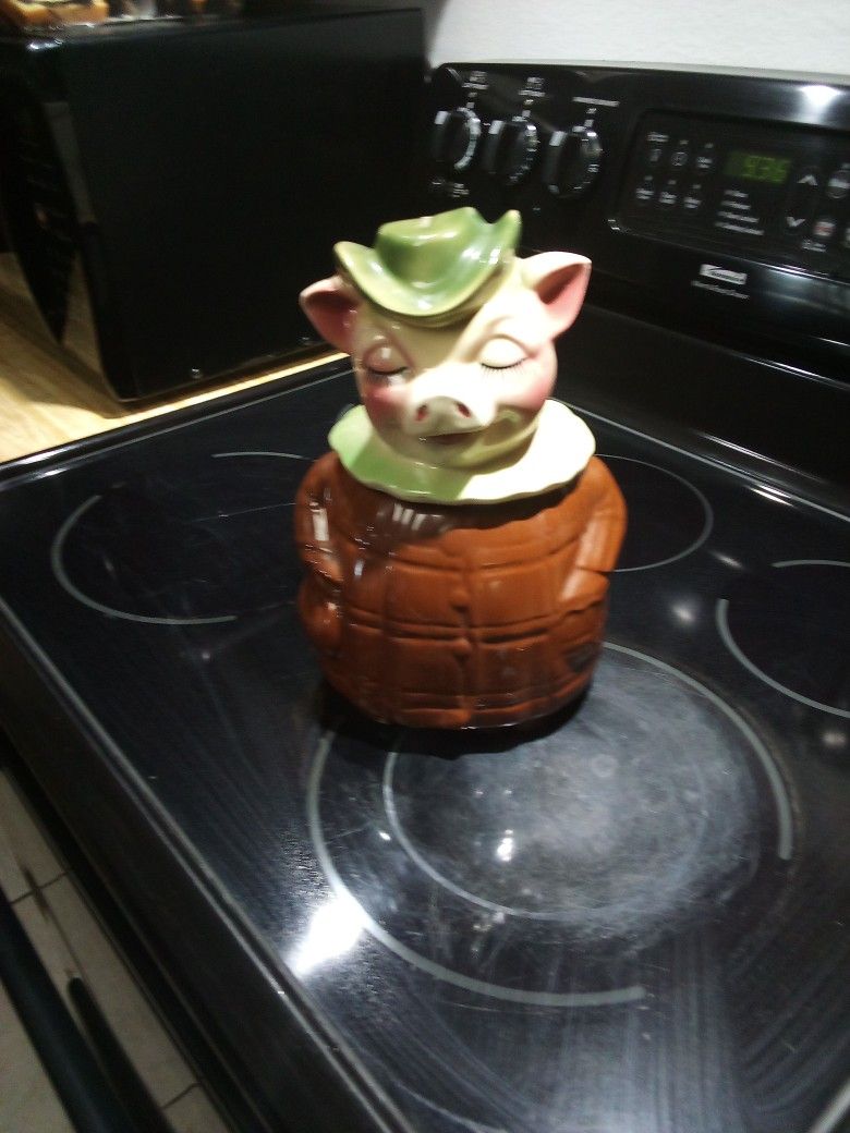 Shawnee Pottery Chocolate Bank Head Winnie Pig Bank Cookie Jar #61