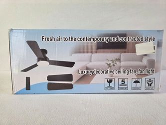 42" modern ceiling fan with reversible black blades and remote control.