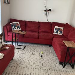Red Couch & Ottoman
