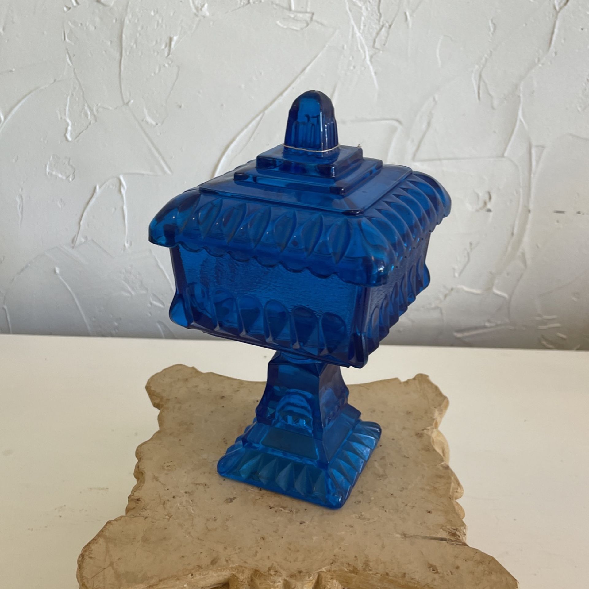 Vintage blue Candy Dish With Lid 