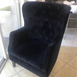 Navy Blue Tufted Wingback Chair 