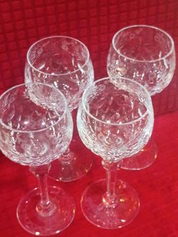 Rogaska Hand Carved Crystal Wine Goblets
