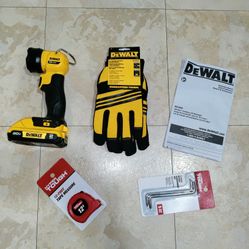 NEW 20V DeWalt MAX LED Work LIGHT with a 2.0Ah Battery, NO Charger with XL GLOVES