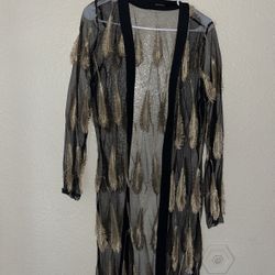 Mesh. Feather Bikini Cover Or Blazer Jacket 