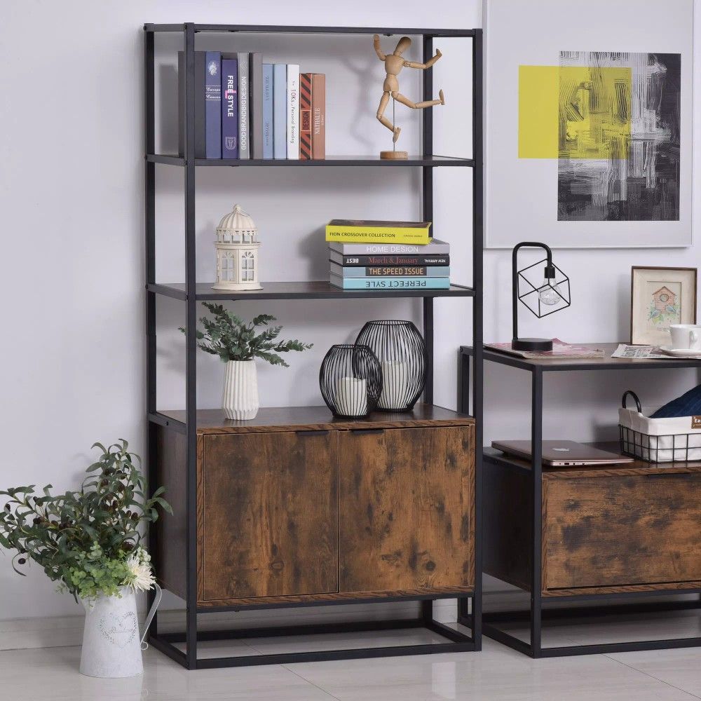 Storage Cabinet with 3 Open Shelves