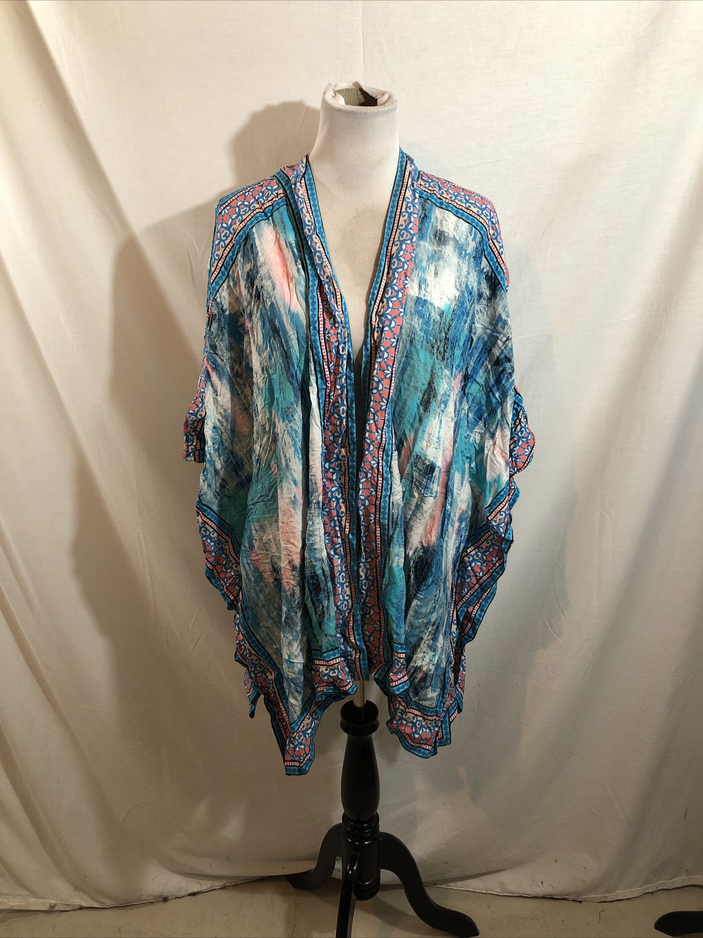 Tolani Collection “Raelyn” Blue & Pink Open Front - Women’s 2X, NWT, Length 30.5