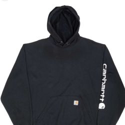 CARHARTT MEN'S LOOSE FIT MIDWEIGHT LOGO SLEEVE GRAPHIC HOODED SWEATSHIRT