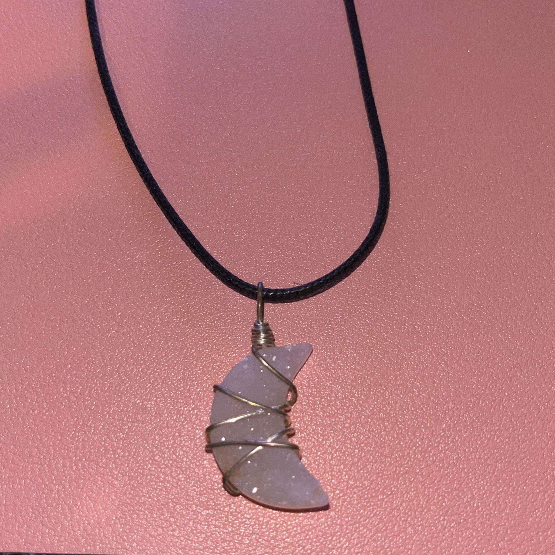 Pink Moonstone Crystal Necklace