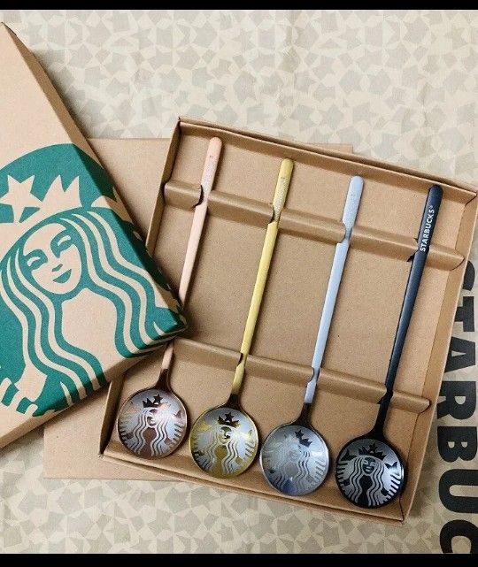 4pcs Starbucks Coffee Spoons Set Colorful Stainless steel304 Spoon Gift