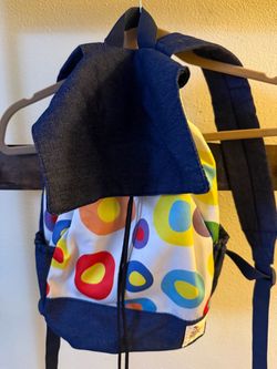 Kids Denim and Colorful Print Backpack