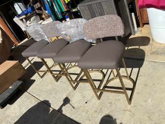 Set of 4 Modern Bar Stools with Gold Legs