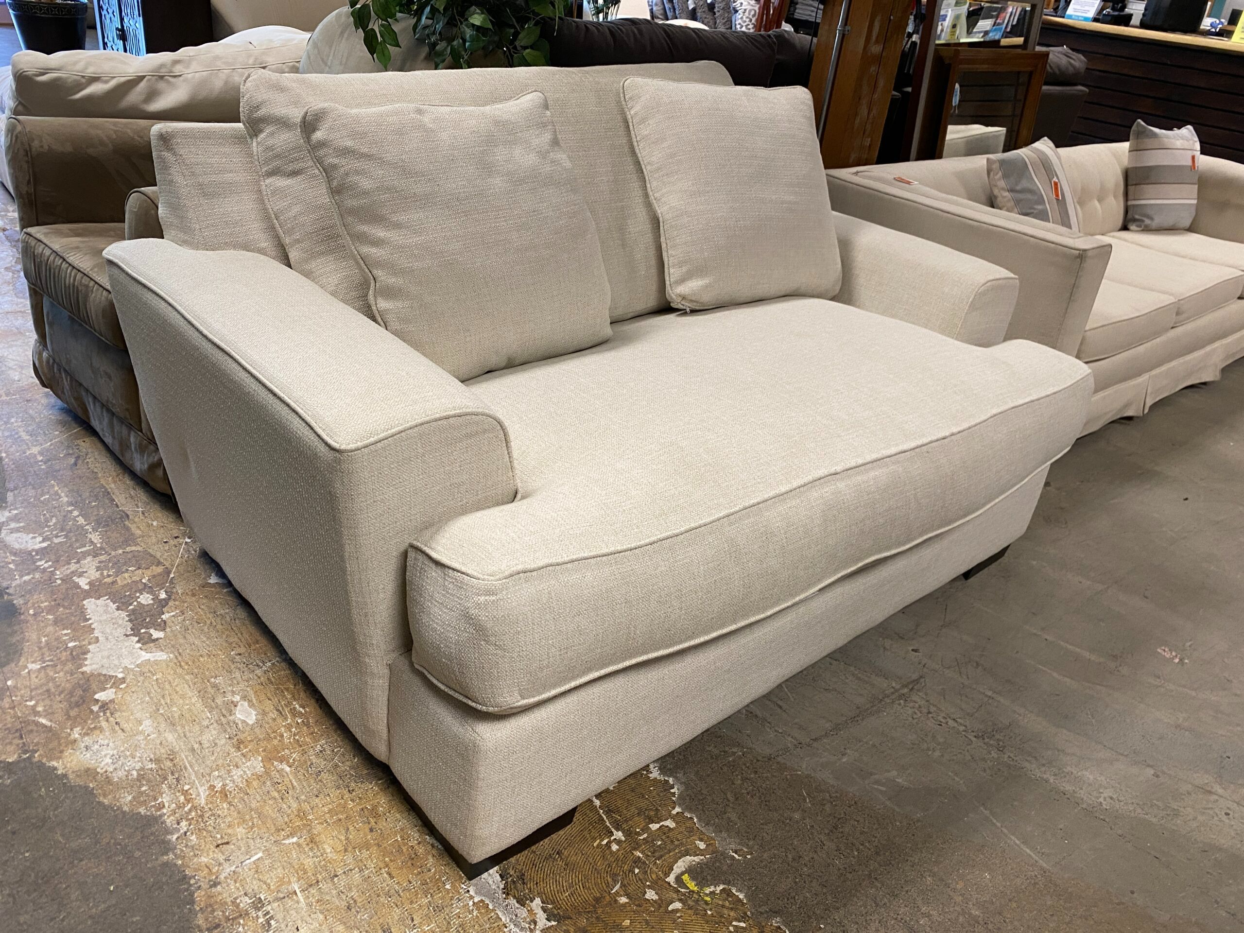 Plush White Down Filled Loveseat