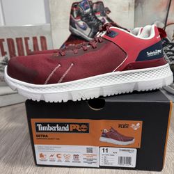 Timberland Pro Setra Composite Safety Toe Shoes Lace Up Work Red Size 10-11 Mens