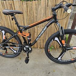 Mountian Bike,26 Inch Folding Mountain Bike, 21 Speed Full Suspension Foldable Bicycle, Dual Disc Brake Folding