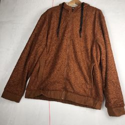 nwot Orange teddy bear  fleece hooded mens jacket 2xl with sherpa lining