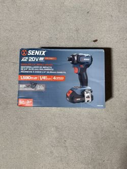 SENIX X2 20 Volt Max* 1/4-Inch Cordless Impact Driver, 4-Speed Battery Screwdriver, Brushless Motor, LED Light, 130 Foot-Pounds of Max Torque, Include