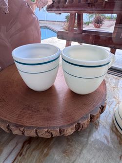 Vintage milk glass blue band cup
