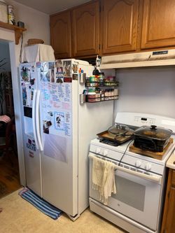FREE - White Side-by-Side Refrigerator, works but…
