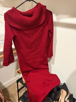 Red Cowl Neck Sweater Dress