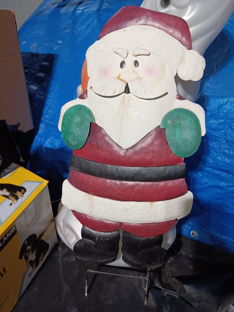 Tin Santa Clause Christmas Yard Decoration